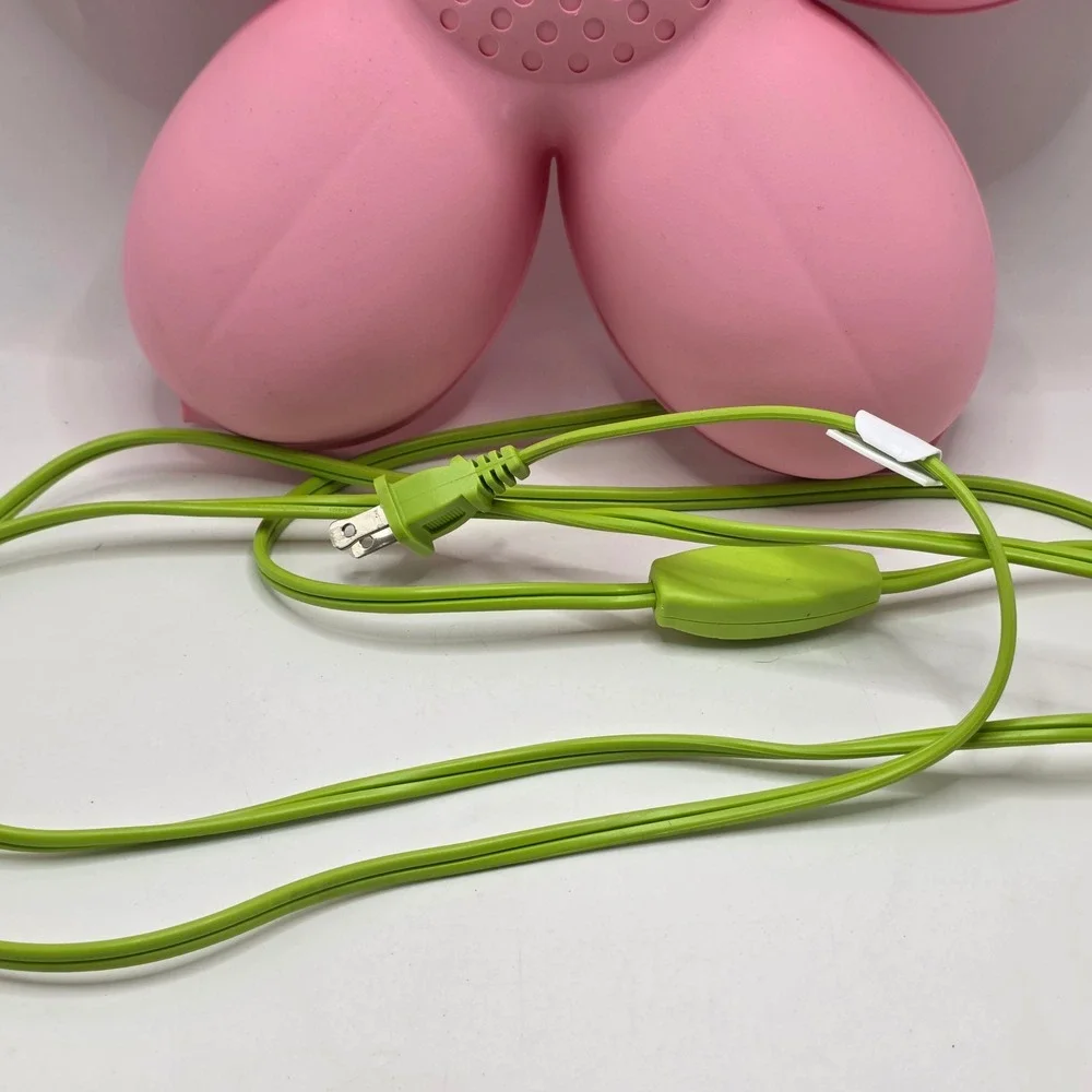 IKEA SMILA BLOMMA Wall Lamp Pink Flower Kids Room Decor Green Cord Y2K Kidcore